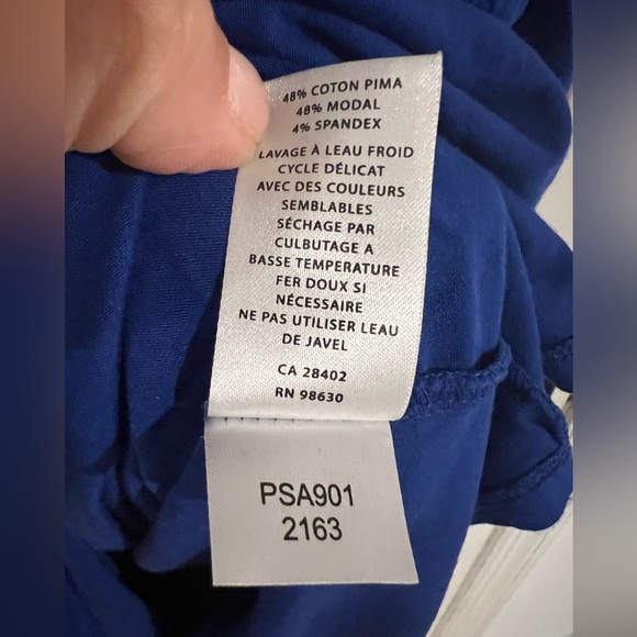 Lilla P Pima Cotton Modal 3/4 Sleeves MIDI Dress Boat Cowl Neck Blue Size M - Picture 8 of 8